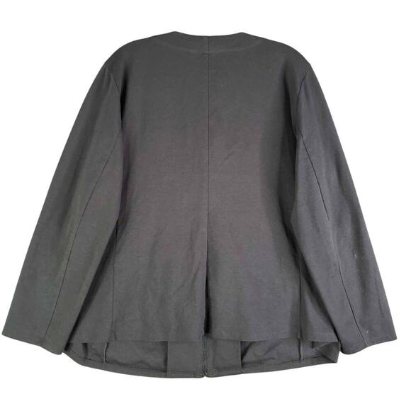 Eileen Fisher Jacket Blazer Full Zip Collarless Black Size XL Pockets - Picture 3 of 8